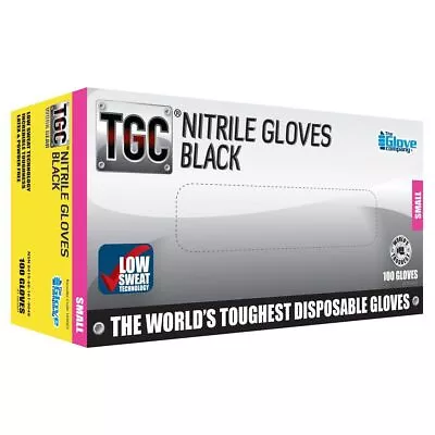 TGC Black Nitrile Disposable Gloves Box 100 Small Hairdressing Beauty • $31.50