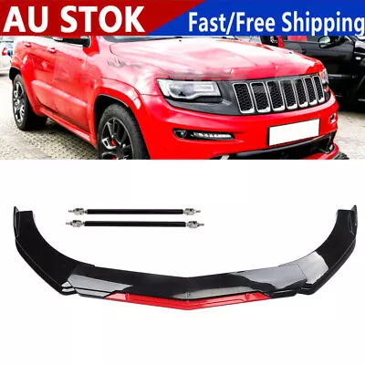 RED Front Bumper Lip Spoiler Splitter + Strut Rods For Jeep Grand Cherokee ZGZJ • $89.95