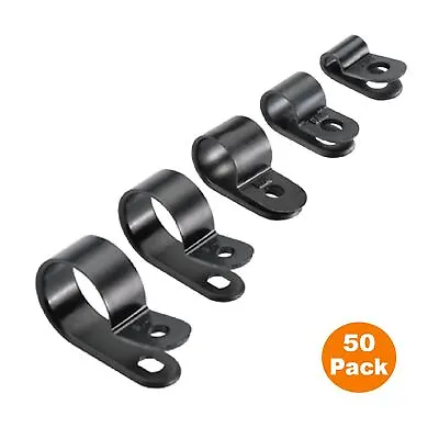 Black Nylon Plastic P Clips - Fasteners For Conduit Cable Tubing & Sleeving • £5.29