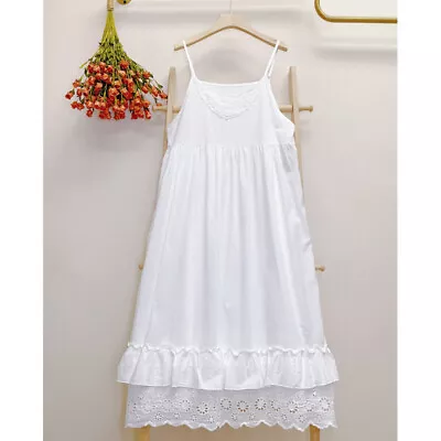 Women Camis Full Slip Dress Extender Scoop Neck Cotton Camisole Long Maxi Dress • $18.98