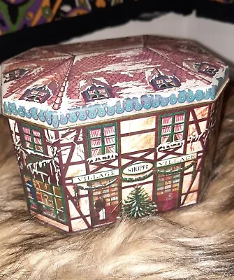 Vintage/Collectible Mint MEISTER 5x4x4  Christmas Village Shoppe Storage Tin • $20