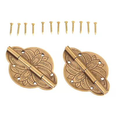 2 X Vintage Brass Wooden Jewelry Box Case Chest Hinges 270° Rotation Antique • $7.58