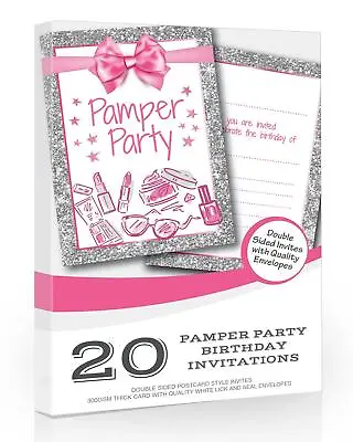 20 X Pamper Party Invitations - Girl / Teen Birthday Invites With Envelopes • £6.99