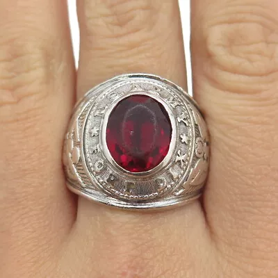 TAYLOR MAID 925 Sterling Silver Antique Art Deco Red Glass US Army Ring Size 10 • $159.95