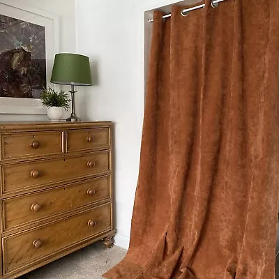 VINTAGE VELVET CORDUROY RUSSET SELF LINED DOOR CURTAIN~66”W X 89”L (168x228cm) • £15.63