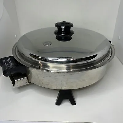 Saladmaster Electric 11  Skillet & Lid 7817 NO CORD Vapo Stainless Steel READ • $39.75