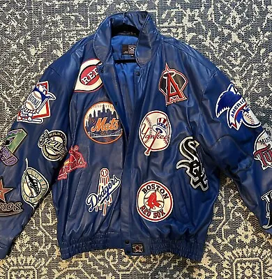 JH Design Vintage MLB Patch Leather Jacket - 3XL • $125