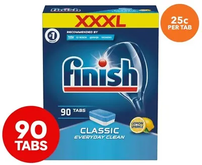 $29.49 • Buy Finish Classic Everyday Clean Dishwasher Tabs Lemon Sparkle 90pk Tablets
