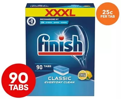$29.49 • Buy Finish Classic Everyday Clean Dishwasher Tabs Lemon Sparkle 90pk Tablets