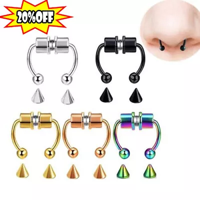 Non-Piercing Magnetic Nose Rings Fake Septum Segment Helix Tragus Clickers Good • $1.15