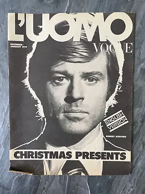 1977 L'UOMO VOGUE Italy Fashion Magazine English Version Robert Redford Cvr • $29.99