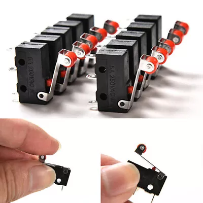 10Pcs Micro Roller Lever Arm Open Close Limit Switch KW12-3 PCB Microswitch • £3.75