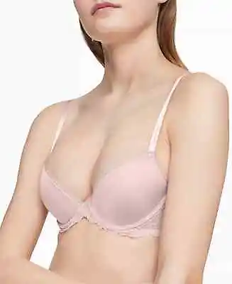 Calvin Klein Women's Size 36B Seductive Comfort Lace Demi Bra Pink NWT NEW • £26.60