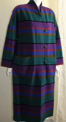 Missoni Donna Vintage 40 10 Italy Modernist 80s 90s Wool Jewel Colorblock Coat  • $750