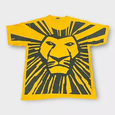 VTG Lion King Movie Broadway Promo T Shirt All Over Print Yellow Mens L Mufasa • $20