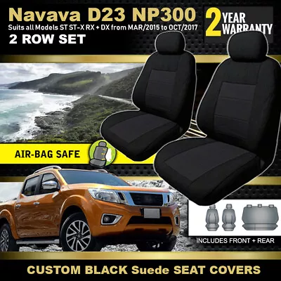 Custom Black Seat Covers Navara D23 2Rows NP300 Dual Cab ST-X ST RX 2015-10/2017 • $169