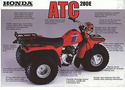 1983 HONDA ATC200ED 3 Wheeler FARM BIKE 2 Page ATV Motorcycle Sales Brochure NCS • $19.57