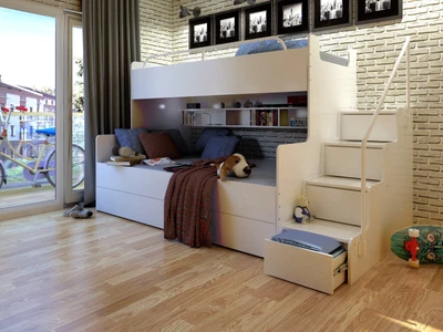 £760 • Buy Big Bunk Bed With Stairs Shelves Drawers 9 Matt Colours