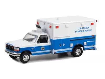 1993 Ford F-350 Ambulance - Long Beach CA 1:64 Scale Model - Greenlight 67062 • $16.95