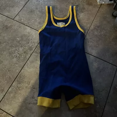 Vintage Blue And Yellow Men's Matman Small Wrestling Singlet! • $177.77