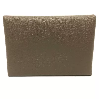 HERMES Calvi Duo Business Card Holder Bifold Card Case Chevre Misol Brown Unused • $1720