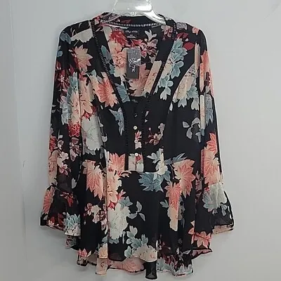 NEW City Chic Black Floral Flirty Blouse Chiffon Size S 16 Women's NWT • $75.57