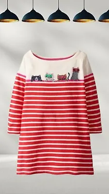 Ex Mini Boden Girl’s Breton Animal Applique Tunic In Red/ Ivory (A Bit Defect) • £12.99