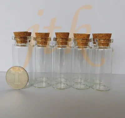10pcs Of 12ml Small Glass Vials With Cork Tops Bottles Little Empty Jars 22*55mm • $8