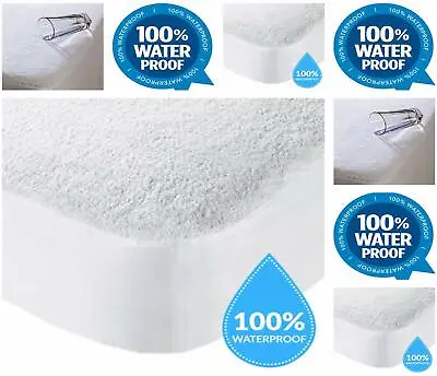  New Waterproof Terry Towel Mattress Protector Fitted Sheet Bed Cover All Sizes • £7.45