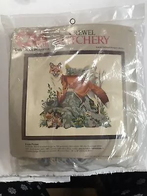 VTG 1982 Columbia Minerva Hallmark 20  X 24  Foxes Crewel Kit New Unopened • $24.99