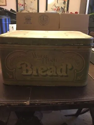 Vintage 1970s Tin Wheat Heart Metal Bread Box 14 X10 X8  • $18.99