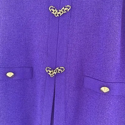 Mita 4  Santana Knit Purple Gold Accent Buttons 2 Pc Skirt Set • $88