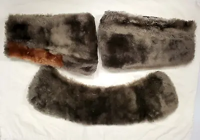 Vintage Fur Sleeve Cuffs And Collar - Silver / Brown Color - 1950s. • $8