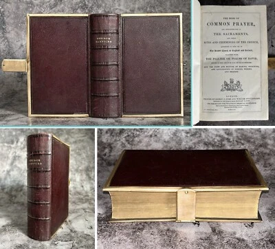 Antique 1865 Old Bible & Prayer Book Embossed Leather Clasps Eyre & Spottiswoode • £49.95