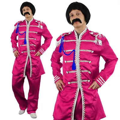 Pink Sergeant Pepper Mens Costume 1960s English Boy Rock Band Outfit Fancy Dress • £25.99