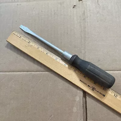 Vintage Wooden Handle Screwdriver 5/16” Slotted 10” Overall Made In USA! • $6.99