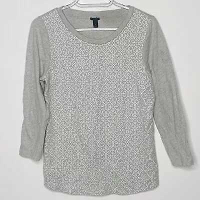 J. Crew Sweatshirt Women S Gray Geometric Floral Embroidery Casual • $24.99