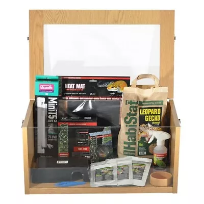 £224.75 • Buy HabiStat Leopard Gecko Starter Kit, Complete Wood Terrainium Reptile Housing Viv
