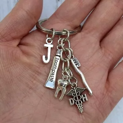 £7.95 • Buy PERSONALISED Dentist Keyring Gift Dental Hygienist Tooth Brush CHOOSE LETTER