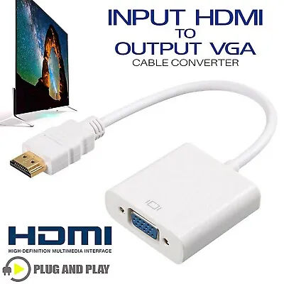 £3.39 • Buy HDMI Male To VGA Female Converter Adapter Cable 1080P Monitor Output