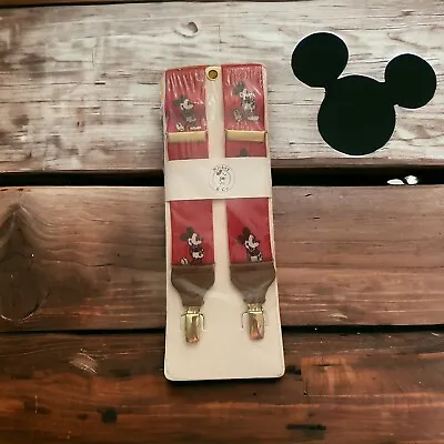 Vintage Walt Disney Mickey Mouse Suspenders JG Hook Red Leather West Germany New • $39.99