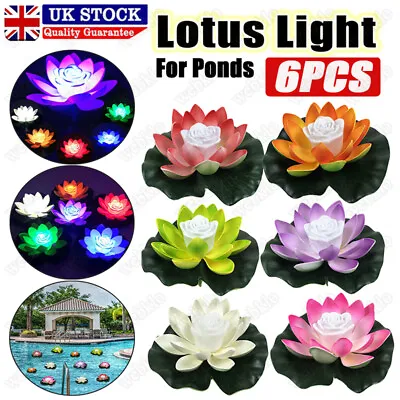 £19.99 • Buy 6PCS/Set LED Lotus Flower Lights Pool Garden Decor Floating Fountain Lamp 18cm