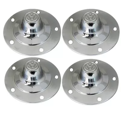 VW BUG T1 T2 Chrome Wheel Hub Caps 4 Pcs Set 5 Lug BEETLE Bus Vintage Center Cap • $149.99