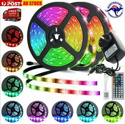 5M 10M RGB LED Strip Light 3528  Multi Colored Activated Remote Strips Set • $20.99