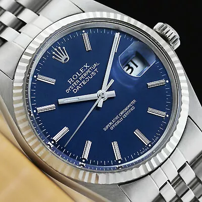 Rolex Mens Datejust Blue Dial 18k White Gold & Stainless Steel Quickset Watch • $4799.95