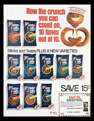 1985 Nabisco Mister Salty Pretzel Circular Coupon Advertisement • $19.95