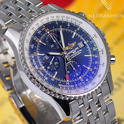 Breitling Navitimer World Gmt 2nd Time Zone Stunning Blue Dial Mens Watch A24322 • $4695