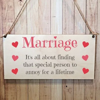 Second Ave Funny Marriage Annoy For A Lifetime Wooden Hanging Gift Home Sign • £4.99