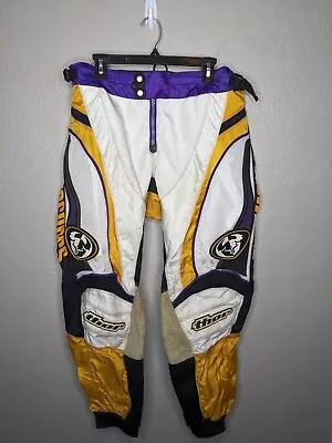 Thor #1012 Mens Size 34 Purple White Gold Offroad Atv Padded Motocross Pants • $29.99