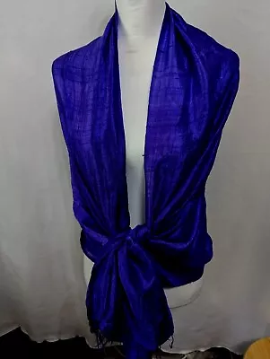 Scarf And Shawl Thaii Silk Gauzy Light 60 X 28  Hand Woven Blueish Purple • $16